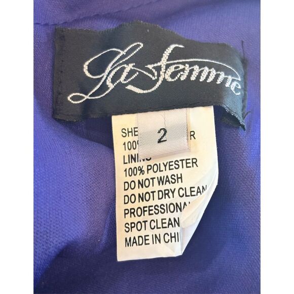 La Femme One-Shoulder Jersey Gown in Royal Blue NWOT Size 2 - Picture 5 of 5
